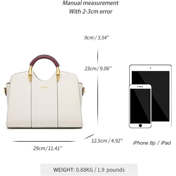 Luxury Ladies Leather Tote with Zipper Closure - Elegant Everyday Satchel - Picture 3 of 6